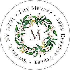 Floral Wreath Round Address Labels